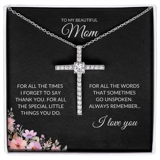 Cross Necklace - To Mom - From Son or Daughter