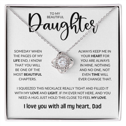 To My Beautiful Daughter - Love Knot Necklace - Love, Dad